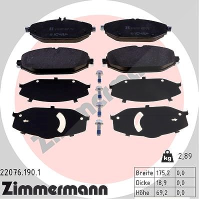 Zimmermann Bremsbelagsatz, Scheibenbremse [Hersteller-Nr. 22076.190.1] für Mercedes-Benz