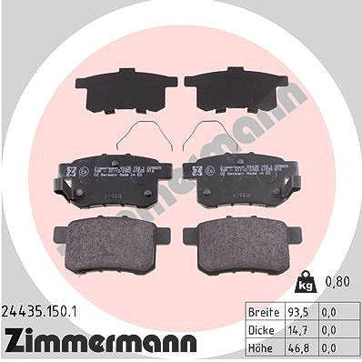 Zimmermann Bremsbelagsatz, Scheibenbremse [Hersteller-Nr. 24435.150.1] für Honda
