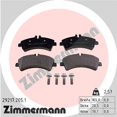 Zimmermann Bremsbelagsatz, Scheibenbremse [Hersteller-Nr. 29217.205.1] für VW, Mercedes-Benz