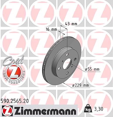 Zimmermann Bremsscheibe [Hersteller-Nr. 590.2565.20] für Toyota
