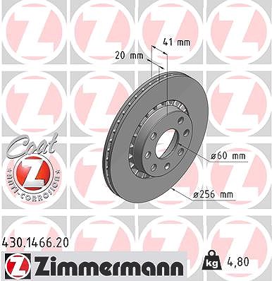 Zimmermann Bremsscheibe [Hersteller-Nr. 430.1466.20] für Opel, Vauxhall