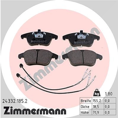 Zimmermann Bremsbelagsatz, Scheibenbremse [Hersteller-Nr. 24332.185.2] für Peugeot, Citroën