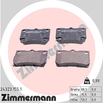 Zimmermann Bremsbelagsatz, Scheibenbremse [Hersteller-Nr. 24323.155.1] für Lexus