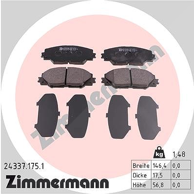Zimmermann Bremsbelagsatz, Scheibenbremse [Hersteller-Nr. 24337.175.1] für Toyota