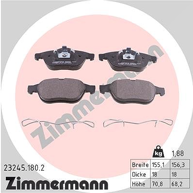 Zimmermann Bremsbelagsatz, Scheibenbremse [Hersteller-Nr. 23245.180.2] für Renault
