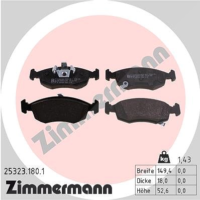 Zimmermann Bremsbelagsatz, Scheibenbremse [Hersteller-Nr. 25323.180.1] für Fiat, Lancia