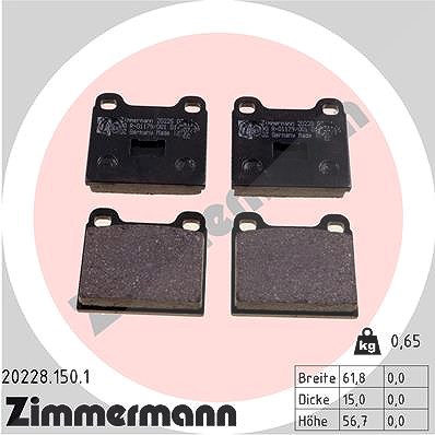 Zimmermann Bremsbelagsatz, Scheibenbremse [Hersteller-Nr. 20228.150.1] für Audi, VW