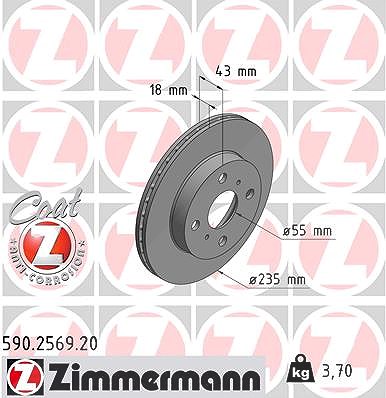 Zimmermann Bremsscheibe [Hersteller-Nr. 590.2569.20] für Toyota