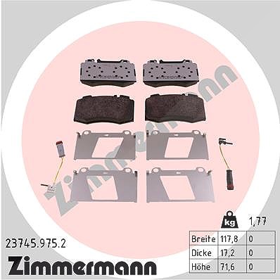 Zimmermann Bremsbelagsatz, Scheibenbremse [Hersteller-Nr. 23745.975.2] für Mercedes-Benz