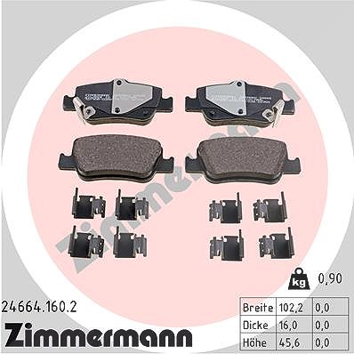 Zimmermann Bremsbelagsatz, Scheibenbremse [Hersteller-Nr. 24664.160.2] für Toyota