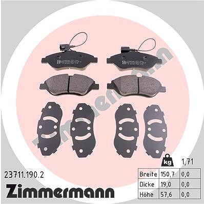 Zimmermann Bremsbelagsatz, Scheibenbremse [Hersteller-Nr. 23711.190.2] für Alfa Romeo, Fiat, Lancia