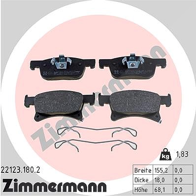Zimmermann Bremsbelagsatz, Scheibenbremse [Hersteller-Nr. 22123.180.2] für Opel, Vauxhall