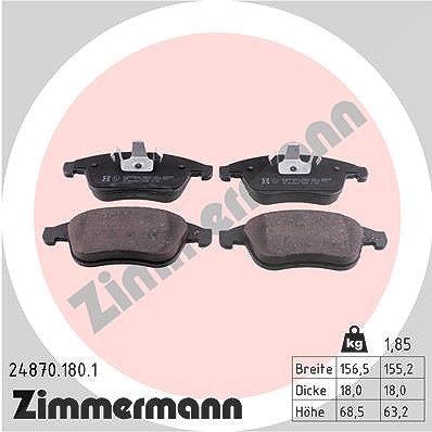 Zimmermann Bremsbelagsatz, Scheibenbremse [Hersteller-Nr. 24870.180.1] für Renault