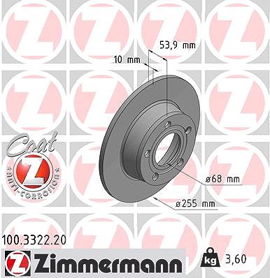 Zimmermann Bremsscheibe [Hersteller-Nr. 100.3322.20] für Audi