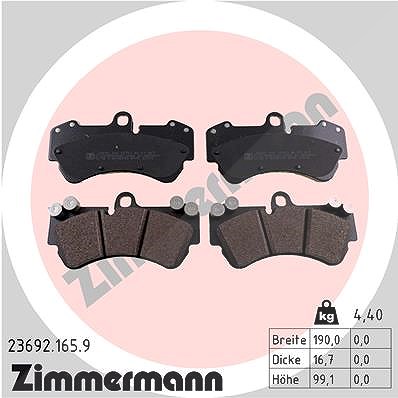 Zimmermann Bremsbelagsatz, Scheibenbremse [Hersteller-Nr. 23692.165.9] für VW, Porsche