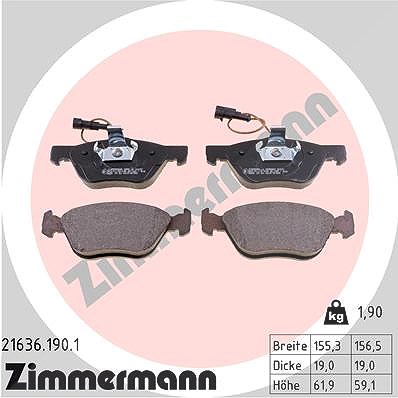 Zimmermann Bremsbelagsatz, Scheibenbremse [Hersteller-Nr. 21636.190.1] für Fiat, Alfa Romeo, Lancia
