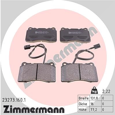 Zimmermann Bremsbelagsatz, Scheibenbremse [Hersteller-Nr. 23273.160.1] für Alfa Romeo
