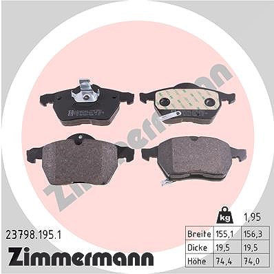 Zimmermann Bremsbelagsatz, Scheibenbremse [Hersteller-Nr. 23798.195.1] für Vauxhall, Opel, Saab