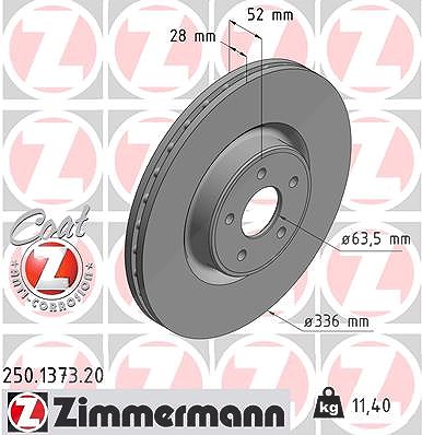 Zimmermann Bremsscheibe [Hersteller-Nr. 250.1373.20] für Ford