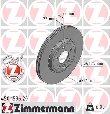 Zimmermann Bremsscheibe [Hersteller-Nr. 450.1536.20] für Mg, Rover