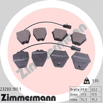 Zimmermann Bremsbelagsatz, Scheibenbremse [Hersteller-Nr. 23280.180.1] für Audi, VW