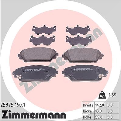 Zimmermann Bremsbelagsatz, Scheibenbremse [Hersteller-Nr. 25875.160.1] für Mazda