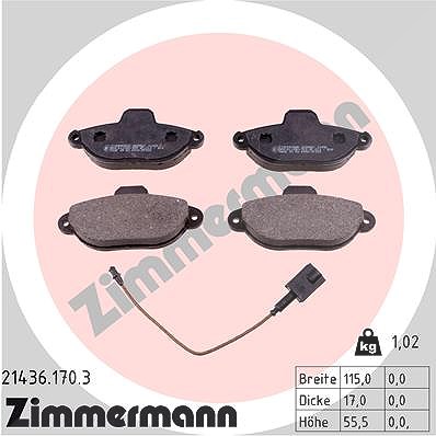 Zimmermann Bremsbelagsatz, Scheibenbremse [Hersteller-Nr. 21436.170.3] für Fiat