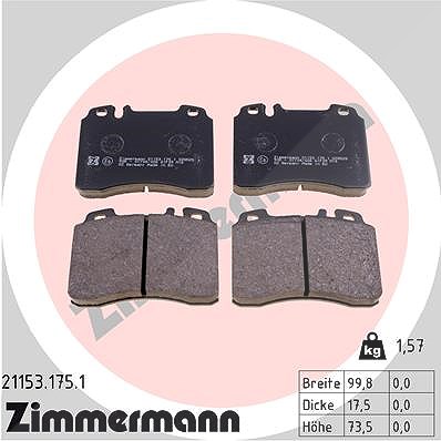 Zimmermann Bremsbelagsatz, Scheibenbremse [Hersteller-Nr. 21153.175.1] für Mercedes-Benz