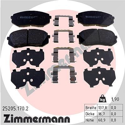 Zimmermann Bremsbeläge vorne (Satz) [Hersteller-Nr. 25205.170.2] für Kia, Hyundai