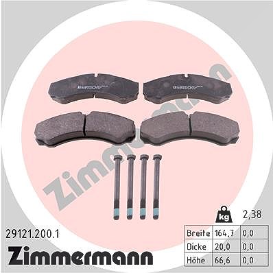 Zimmermann Bremsbelagsatz, Scheibenbremse [Hersteller-Nr. 29121.200.1] für Renault Trucks, Iveco