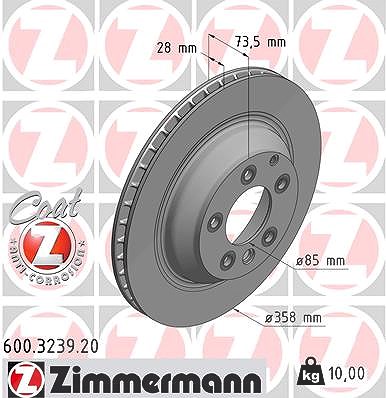 Zimmermann Bremsscheibe [Hersteller-Nr. 600.3239.20] für VW, Audi, Porsche