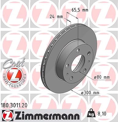 Zimmermann Bremsscheibe [Hersteller-Nr. 180.3011.20] für Peugeot, Fiat, Citroën