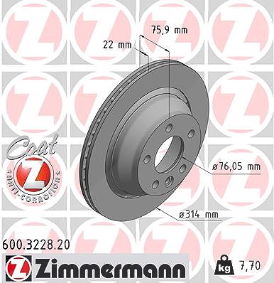 Zimmermann Bremsscheibe [Hersteller-Nr. 600.3228.20] für VW