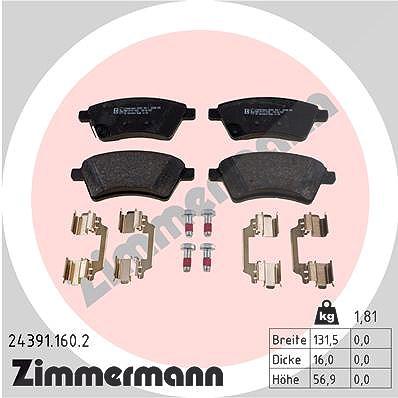 Zimmermann Bremsbelagsatz, Scheibenbremse [Hersteller-Nr. 24391.160.2] für Suzuki, Fiat