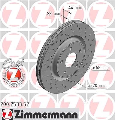 Zimmermann Bremsscheibe [Hersteller-Nr. 200.2533.52] für Renault, Nissan