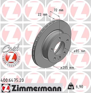 Zimmermann Bremsscheibe [Hersteller-Nr. 400.6475.20] für Mercedes-Benz