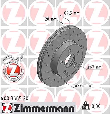 Zimmermann Bremsscheibe [Hersteller-Nr. 400.3665.20] für Mercedes-Benz