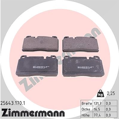 Zimmermann Bremsbelagsatz, Scheibenbremse [Hersteller-Nr. 25643.170.1] für Porsche, Audi