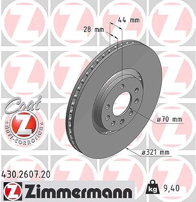 Zimmermann Bremsscheibe [Hersteller-Nr. 430.2607.20] für Opel, Vauxhall