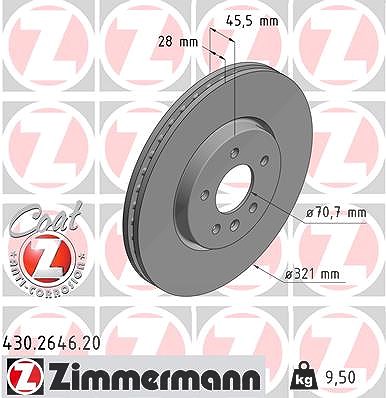 Zimmermann Bremsscheibe [Hersteller-Nr. 430.2646.20] für Vauxhall, Opel