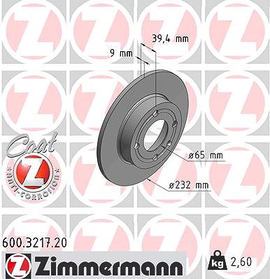 Zimmermann Bremsscheibe [Hersteller-Nr. 600.3217.20] für VW, Seat