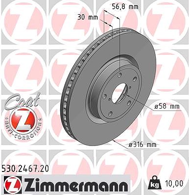 Zimmermann Bremsscheibe [Hersteller-Nr. 530.2467.20] für Subaru