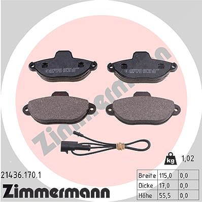 Zimmermann Bremsbelagsatz, Scheibenbremse [Hersteller-Nr. 21436.170.1] für Fiat, Ford, Lancia