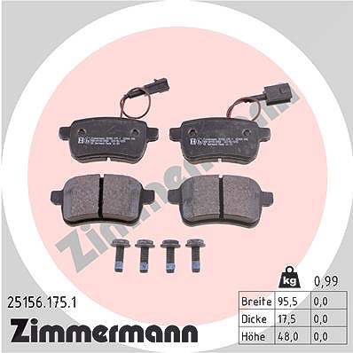 Zimmermann Bremsbelagsatz, Scheibenbremse [Hersteller-Nr. 25156.175.1] für Alfa Romeo