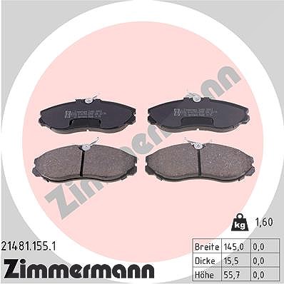 Zimmermann Bremsbelagsatz, Scheibenbremse [Hersteller-Nr. 21481.155.1] für Nissan, Ford