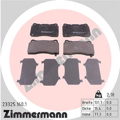 Zimmermann Bremsbeläge vorne (Satz) [Hersteller-Nr. 23325.160.1] für Tesla, Vauxhall, Cadillac, Opel