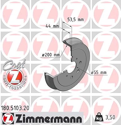 Zimmermann Bremstrommel [Hersteller-Nr. 180.5103.20] für Citroën, Toyota, Peugeot