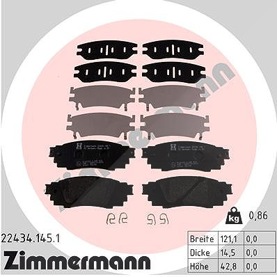Zimmermann Bremsbeläge hinten (Satz) [Hersteller-Nr. 22434.145.1] für Lexus, Toyota