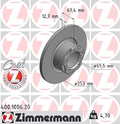 Zimmermann Bremsscheibe [Hersteller-Nr. 400.1006.20] für Mercedes-Benz