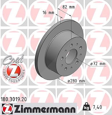 Zimmermann Bremsscheibe [Hersteller-Nr. 180.3019.20] für Citroën, Fiat, Peugeot